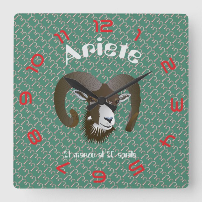 Relógio Quadrado Ariete 21 marzo al 20 aprile Orologio (Frente)