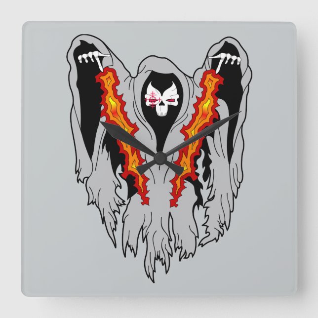 Relógio Quadrado Arma AC-130 assustador (Frente)