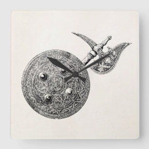 Relógio Quadrado Arma medieval da armadura do protetor do machado