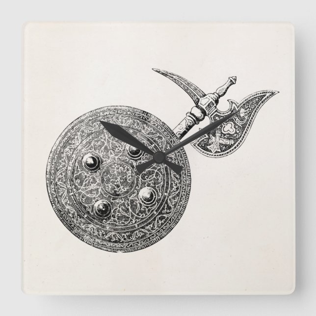 Relógio Quadrado Arma medieval da armadura do protetor do machado (Frente)