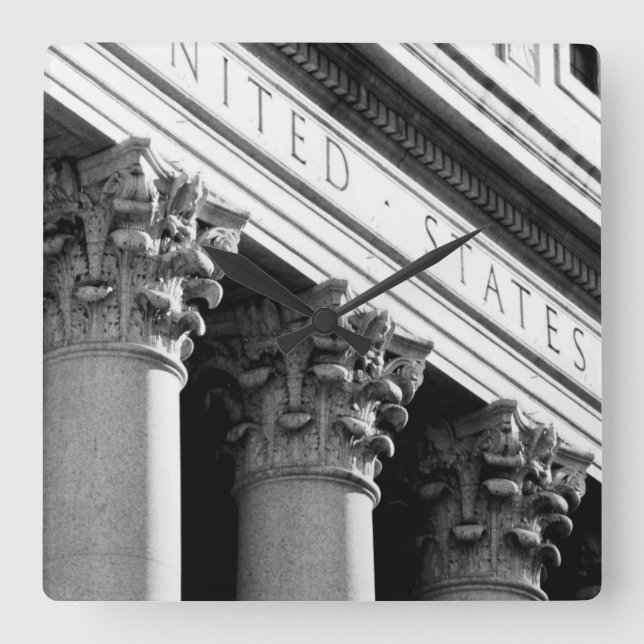 Relógio Quadrado Arquitetura VIII de NYC (Frente)