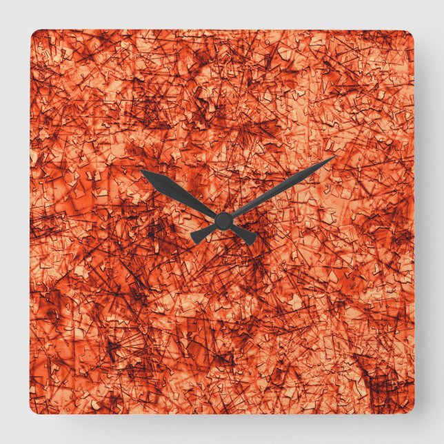 Relógio Quadrado Arranhões em arranhões num coral ligeiramente vist (Frente)