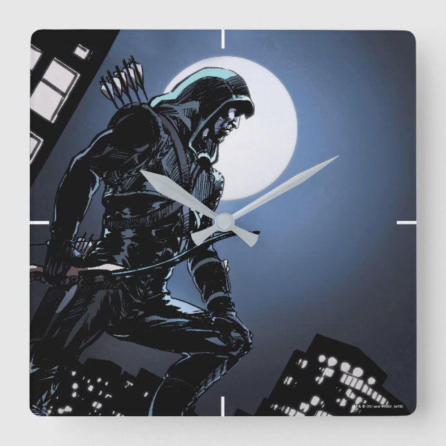 Relógio Quadrado Arrow | Green Arrow In Moonlight (Frente)