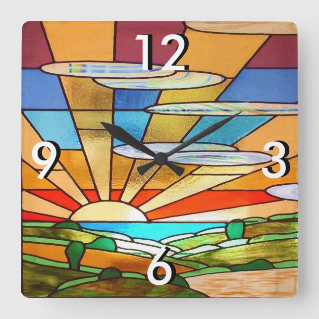 Relógio Quadrado Art. 1.o Vidro Arranjado 1 (Frente)