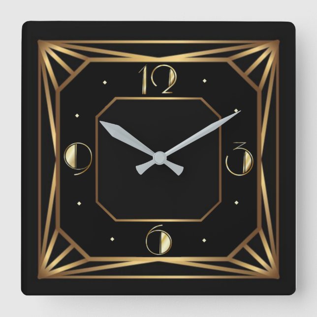 Relógio Quadrado Art Deco (Frente)