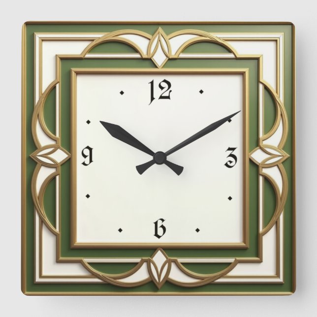 Relógio Quadrado Art Deco (Frente)