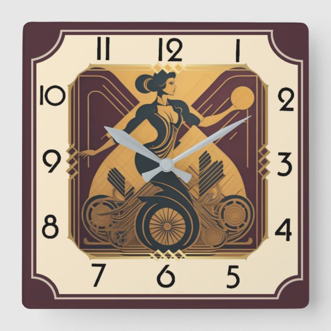 Relógio Quadrado Art Deco (Frente)