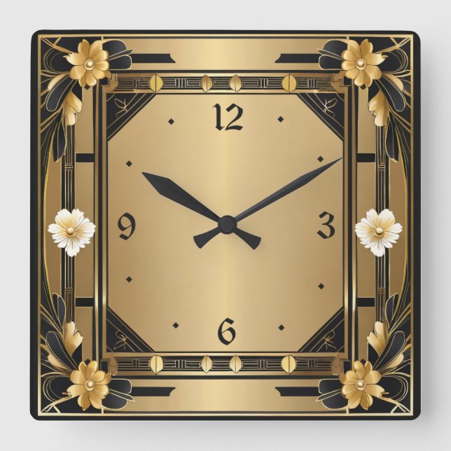 Relógio Quadrado Art Deco (Frente)