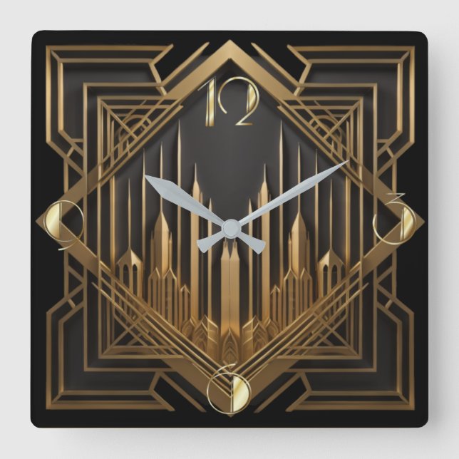 Relógio Quadrado Art Deco (Frente)