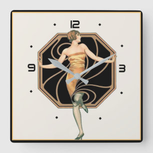 Relógio Quadrado Art Deco