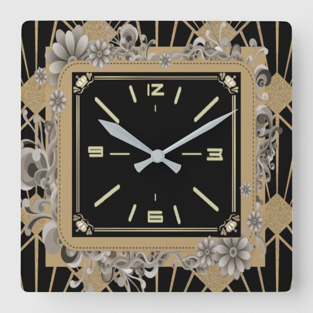 Relógio Quadrado Art Deco (Frente)