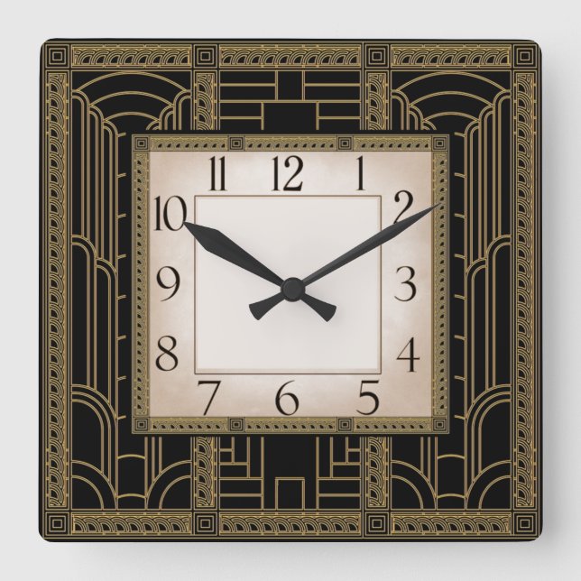 Relógio Quadrado Art Deco (Frente)