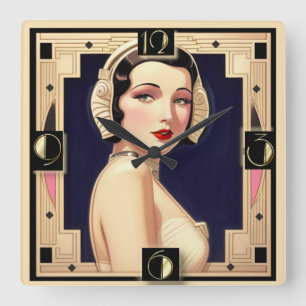 Relógio Quadrado Art Deco