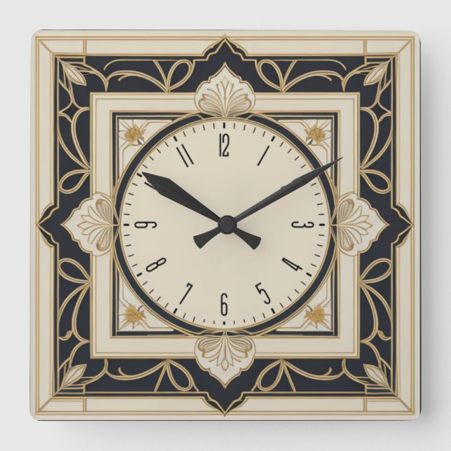 Relógio Quadrado Art Deco (Frente)