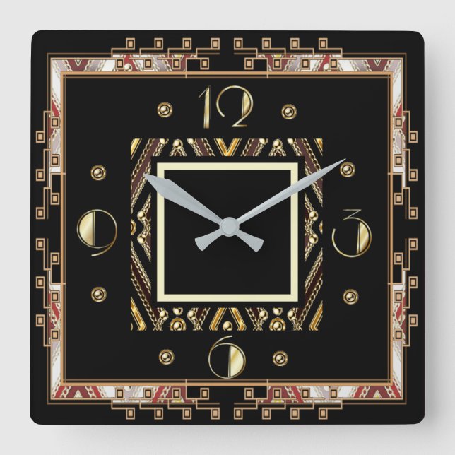 Relógio Quadrado Art Deco (Frente)
