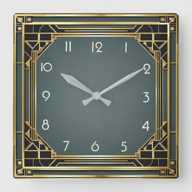 Relógio Quadrado Art Deco (Frente)