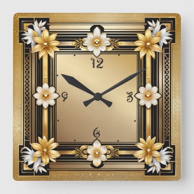 Relógio Quadrado Art Deco (Frente)
