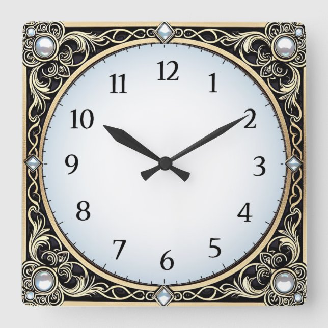 Relógio Quadrado Art Déco (Frente)