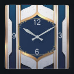Relógio Quadrado Art Deco, azul e ouro<br><div class="desc">Excelente de relógio do Deco de Arte do design. Você vai adorar como os outros. Esteja livre para usar o terceiro design para outro produto que você quiser ou para personalizar e adicionar seu texto. Siga-me para mais. Obrigado. Tenha um bom dia.</div>