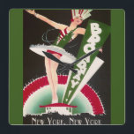Relógio Quadrado Art Deco Broadway New York Clock<br><div class="desc">Relógio quadrado de 5 estrelas com vintage,  Art Deco,  Broadway,  New York Flapper Design em preto,  branco,  vermelho e verde.</div>