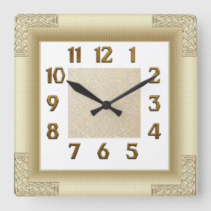 Relógio Quadrado Art Deco Dourado