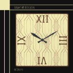 Relógio Quadrado Art Deco Dourado, Buttercreme, Brown Escuro<br><div class="desc">Deco Elegante de Arte,  apoiado em Butternata com Números Numerais Romanos Escuros e Trim. Excelente para salas de entrada,  jantar,  áreas vivas e muito mais. Disponível em várias cores.</div>