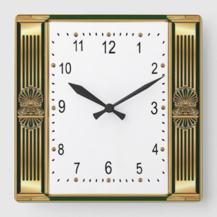 Relógio Quadrado Art Deco Elegante