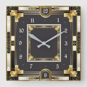 Relógio Quadrado Art deco Elegante