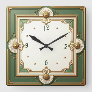Relógio Quadrado Art Deco Elegante