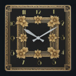 Relógio Quadrado Art Deco elegante ouro<br><div class="desc">design de relógio do excelente. Você vai adorar como os outros. Esteja livre para usar este design para outro produto que você quiser ou para personalizar e adicionar seu texto. Siga-me para mais. Obrigado. Tenha um bom dia.</div>