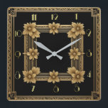 Relógio Quadrado Art Deco elegante ouro<br><div class="desc">design de relógio do excelente. Você vai adorar como os outros. Esteja livre para usar este design para outro produto que você quiser ou para personalizar e adicionar seu texto. Siga-me para mais. Obrigado. Tenha um bom dia.</div>