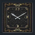 Relógio Quadrado Art Deco elegante preto e ouro<br><div class="desc">design de relógio do excelente. Você vai adorar como os outros. Esteja livre para usar este design para outro produto que você quiser ou para personalizar e adicionar seu texto. Siga-me para mais. Obrigado. Tenha um bom dia.</div>