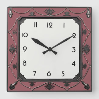 Relógio Quadrado Art Deco Elegante Rosa