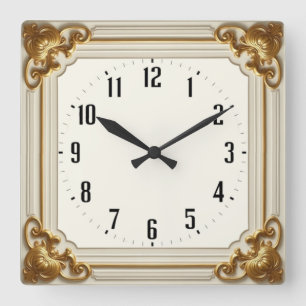 Relógio Quadrado Art Deco Elegante White