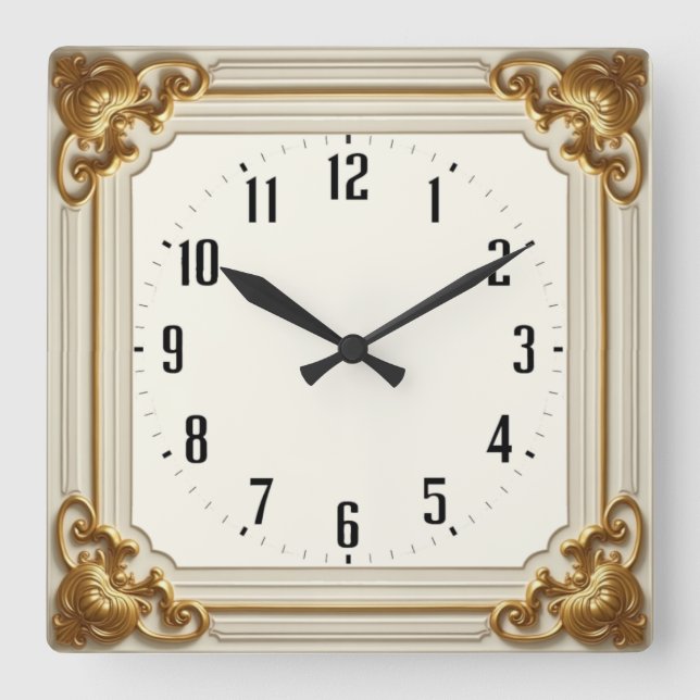 Relógio Quadrado Art Deco Elegante White (Frente)