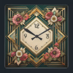 Relógio Quadrado Art Deco Flowers<br><div class="desc">design de relógio do excelente. Você vai adorar como os outros. Esteja livre para usar este design para outro produto que você quiser ou para personalizar e adicionar seu texto. Siga-me para mais. Obrigado. Tenha um bom dia.</div>
