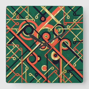 Relógio Quadrado Art Deco Geométrico