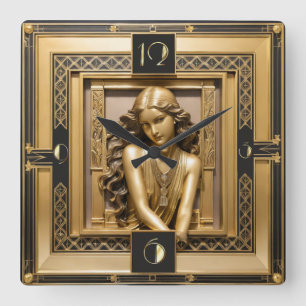 Relógio Quadrado Art Deco Girl