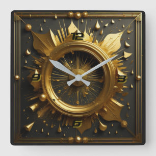 Relógio Quadrado Art Deco gold