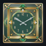 Relógio Quadrado Art Deco Green<br><div class="desc">design de relógio do excelente. Você vai adorar como os outros. Esteja livre para usar este design para outro produto que você quiser ou para personalizar e adicionar seu texto. Siga-me para mais. Obrigado. Tenha um bom dia.</div>