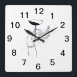 Relógio Quadrado Art Deco Lady segurando vidro de champanhe<br><div class="desc">Vintage Art Deco Lady's Hand Holding Champagne Glass - Vintage Advertising Art ========= Convites e acessórios personalizáveis com uma imagem de arte estilizada de publicidade, de vintage, de uma mão de uma dama segurando um copo de champanhe. Você pode personalizar esses produtos facilmente adicionando campos de texto, removendo campos de...</div>