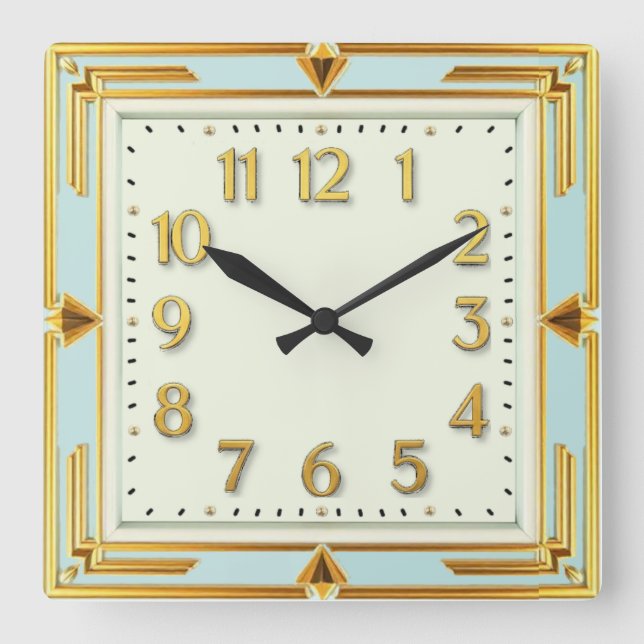 Relógio Quadrado Art Deco Mint (Frente)
