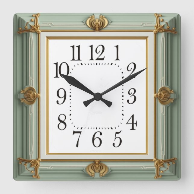 Relógio Quadrado Art Deco Mint (Frente)