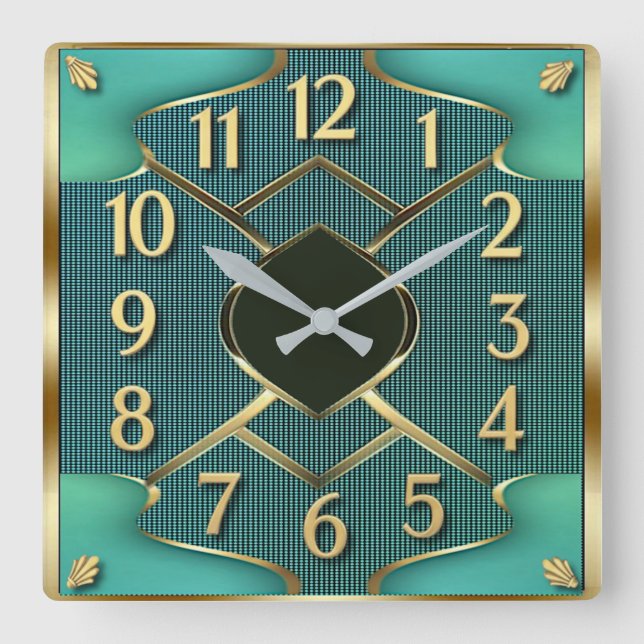 Relógio Quadrado Art Deco Mint (Frente)