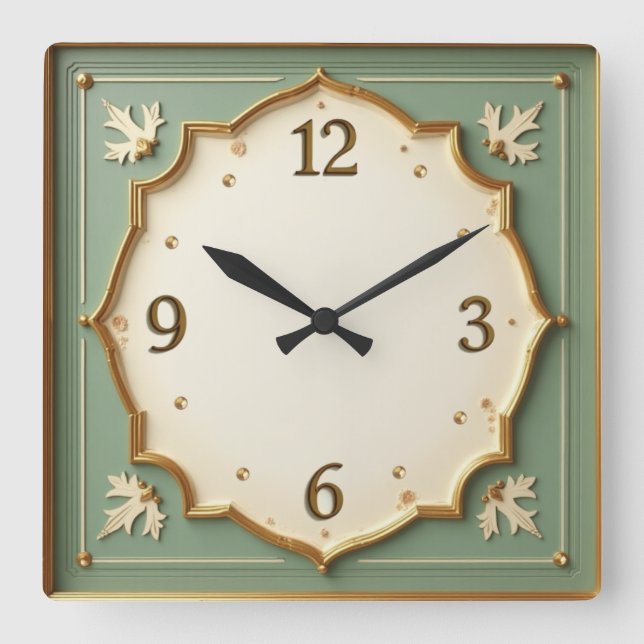Relógio Quadrado Art Deco Mint (Frente)