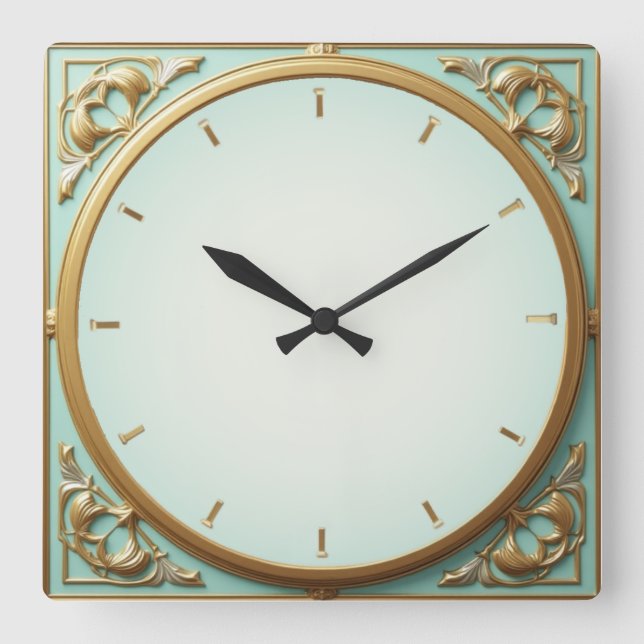 Relógio Quadrado Art Deco Mint (Frente)