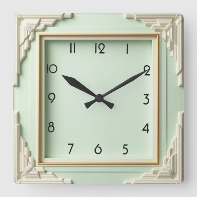 Relógio Quadrado Art Deco Mint (Frente)