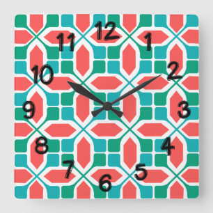 Relógio Quadrado Art Deco Mosaico