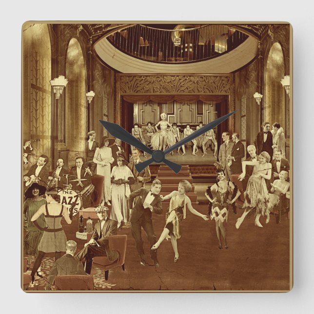 Relógio Quadrado Art Deco Night Club (Frente)