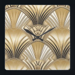 Relógio Quadrado Art deco - ouro preto<br><div class="desc">Arte deco Black gold Wall Clock.</div>